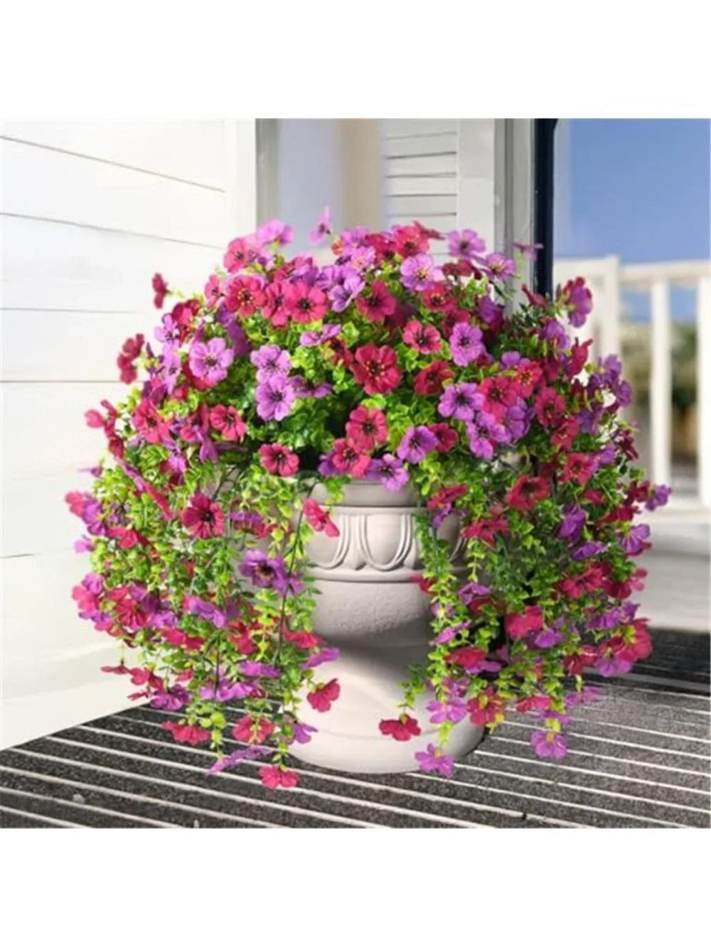 2Pcs Artificial Fake Flowers Outdoor Hanging UV Resistant Faux Daisy Patio Decor